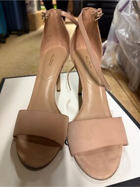 ALDO Nude Blush Ankle-Strap Open-Toe Heels